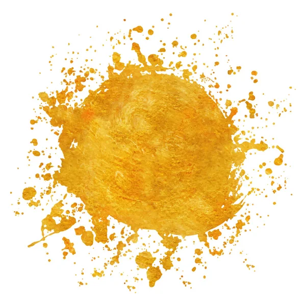 Splatter ouro armação redonda fundos tintas definidas com respingo dourado no branco . — Vetor de Stock