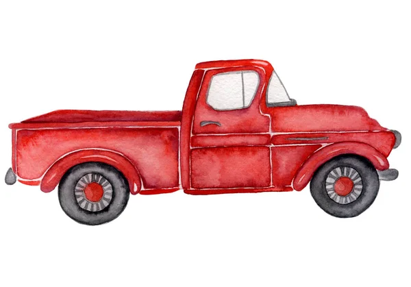 Illustration aquarelle camion rouge — Photo