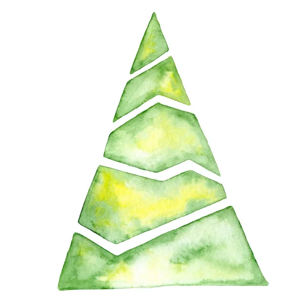 Merry Christmas akwarela drzewo szczęśliwego nowego roku karty, plakaty. — Zdjęcie stockowe