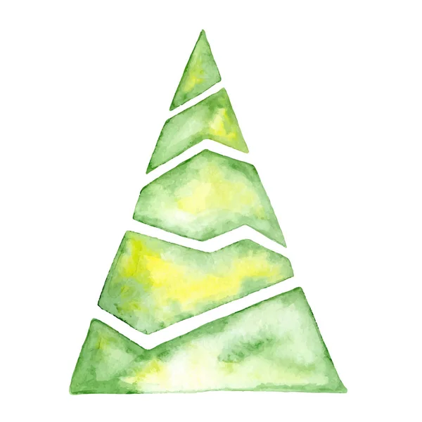 Feliz Navidad acuarela árbol Feliz Año Nuevo tarjeta, carteles Vector ilustración — Vector de stock