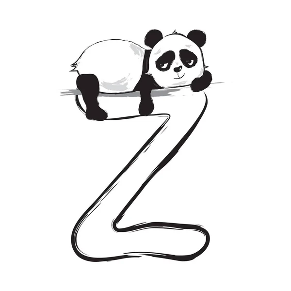 Панда несет симпатичное животное с буквой Z и иллюстрациями к мультфильмам — стоковый вектор