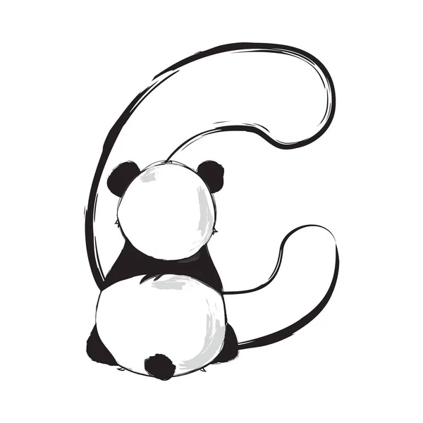 Panda bear cute animal english alphabet letter C with cartoon baby illustrations — Stock Vector