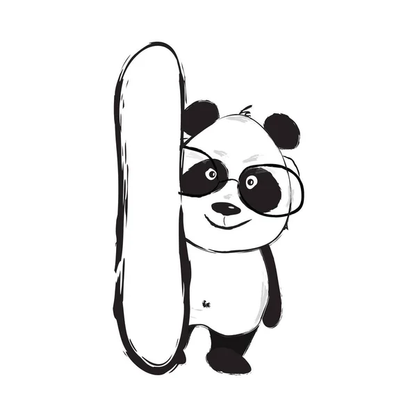 A rajzfilm baba illusztrációk I betű panda medve aranyos állat angol ábécé — Stock Vector
