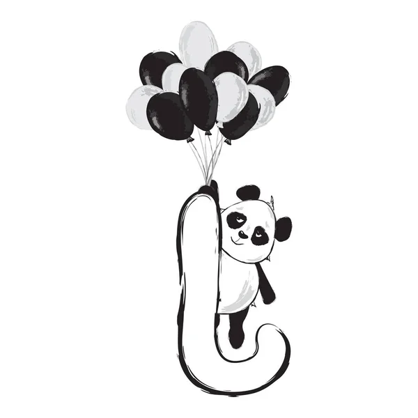Панда несет симпатичное животное с буквой J и иллюстрациями к мультфильмам — стоковый вектор