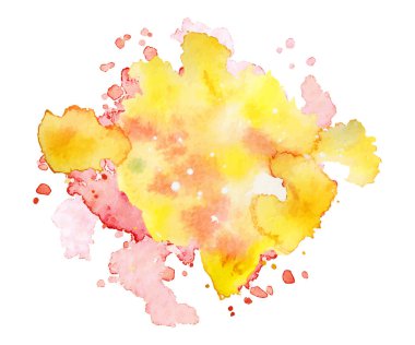 Beyaz arka plan üzerinde soyut suluboya şekli. El sıçramasına renk vektör resim çizilmiş