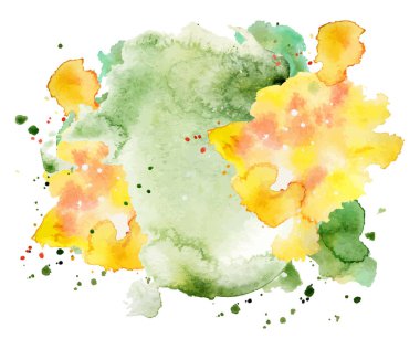 Beyaz arka plan üzerinde soyut suluboya şekiller. El sıçramasına renk vektör resim çizilmiş