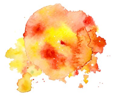 Beyaz arka plan üzerinde soyut suluboya şekli. El sıçramasına renk vektör resim çizilmiş