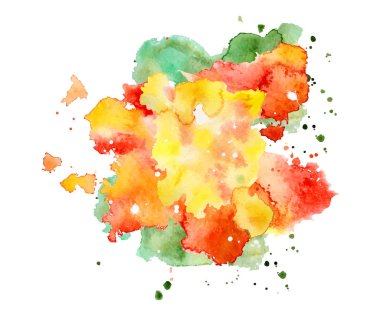 Beyaz arka plan üzerinde soyut suluboya şekli. El sıçramasına renk vektör resim çizilmiş