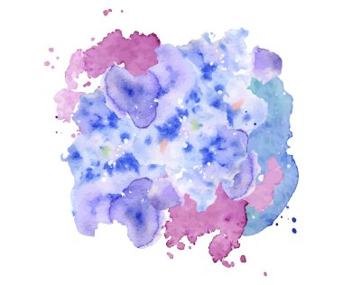 Beyaz arka plan üzerinde soyut suluboya şekli. El sıçramasına renk vektör resim çizilmiş