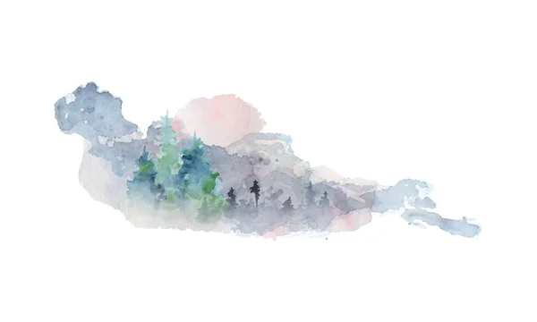 Silhouette abstraite aquarelle d'une forêt de pins — Image vectorielle