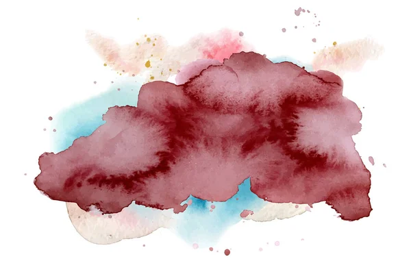 Aquarelle forme abstraite, aquarelle dessinée à la main texture bordeaux — Image vectorielle