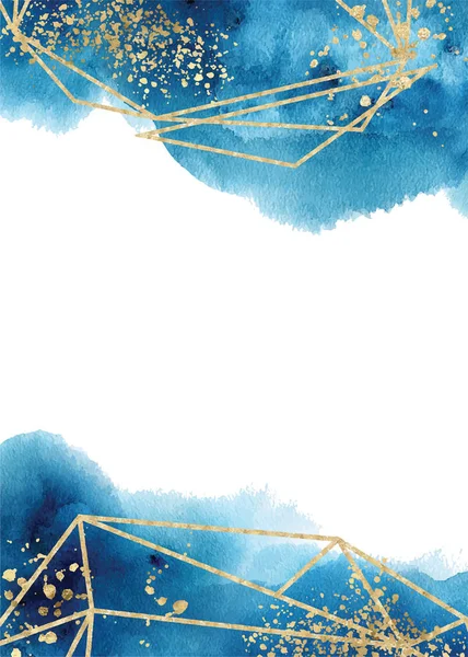 Aquarell abstrakt Aquamarin, Hintergrund, Aquarell blau und Gold Textur Vektor Illustration — Stockvektor