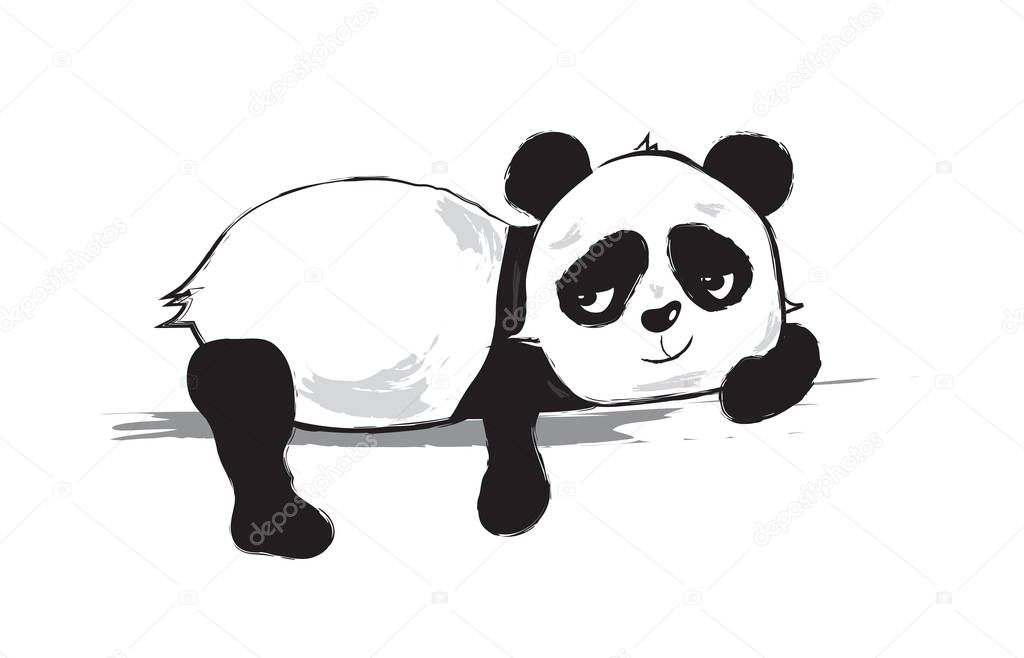 Cute panda bear vector illustration Black and white