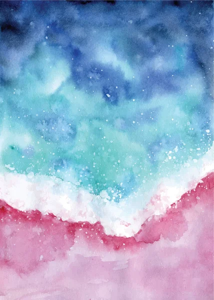 Aquarell Strand Draufsicht abstrakte Meereslandschaft Illustration — Stockvektor