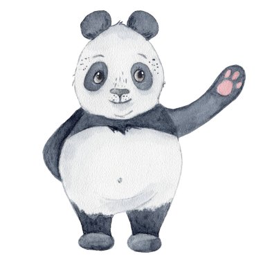 Sevimli Panda ayı karikatür suluboya illüstrasyon hayvan