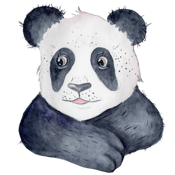 Мила панда ведмідь мультфільм акварель ілюстрація тварина — стокове фото