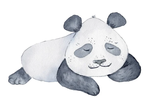 Lindo oso Panda dibujos animados acuarela ilustración animal — Foto de Stock