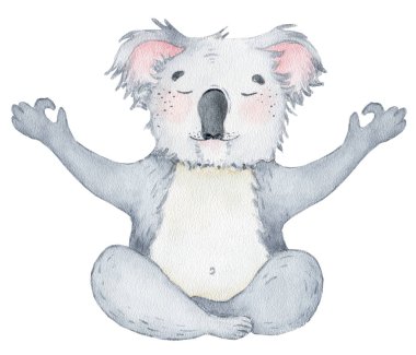 Koala ayı sevimli hayvan karakteri suluboya illüstrasyon