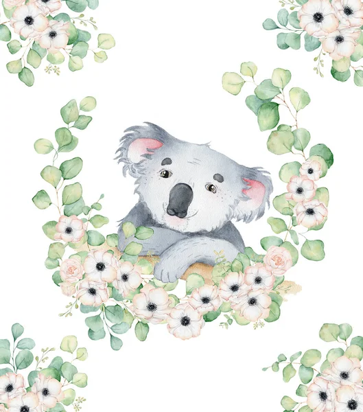 Koalabär niedlich tierischen Charakter Aquarell Illustration — Stockfoto