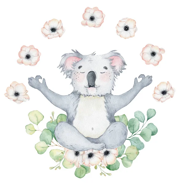 Koala oso lindo animal carácter acuarela ilustración — Foto de Stock