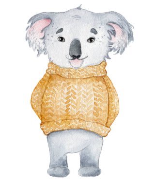 Koala ayı sevimli hayvan karakteri suluboya illüstrasyon