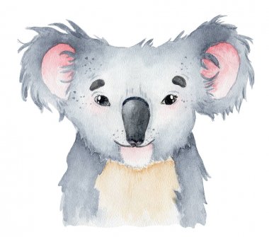 Koala ayı sevimli hayvan karakteri suluboya illüstrasyon