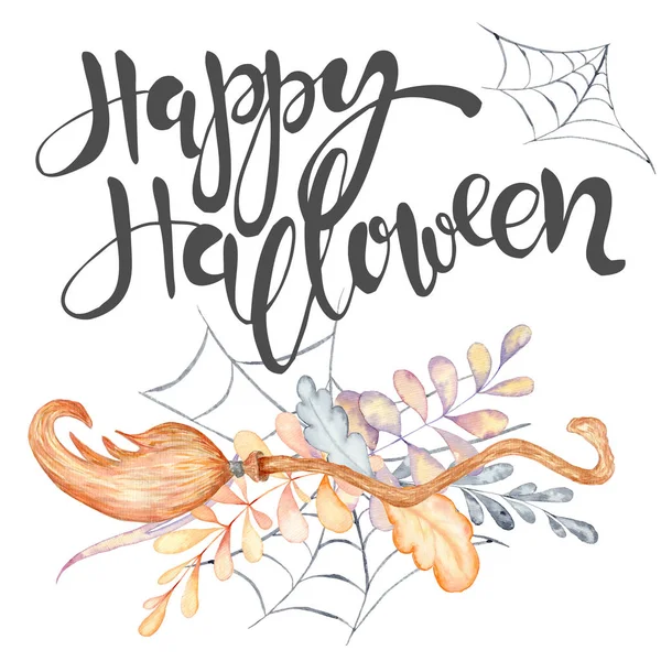 Halloween aquarel wenskaart — Stockfoto