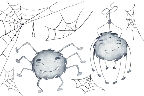 Carino acquerello ragno cartone animato illustrazione — Foto Stock