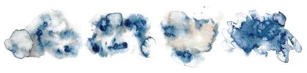 Streszczenie akwarela klasyczne niebieskie kształty na białym tle. Kolor rozprysk ręcznie rysowane wektor — Wektor stockowy