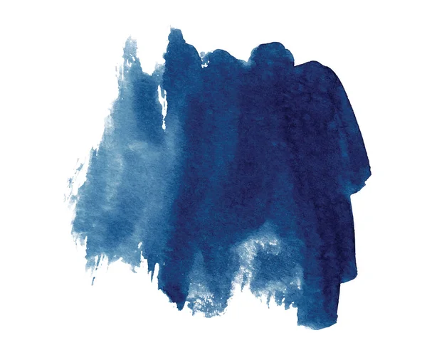 Acuarela abstracta formas azules clásicas sobre fondo blanco. Color salpicadura mano dibujado vector — Vector de stock