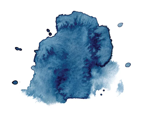 Acuarela abstracta formas azules clásicas sobre fondo blanco. Color salpicadura mano dibujado vector — Vector de stock