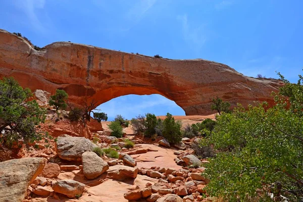 Schöner Wilson Bogen Ein Natursandsteinbogen Der Nähe Von Moab Utah — Stockfoto