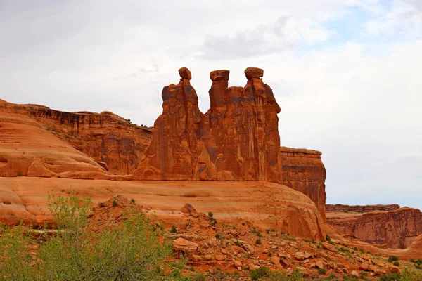 Tři Drbny Národním Parku Arches Utah — Stock fotografie