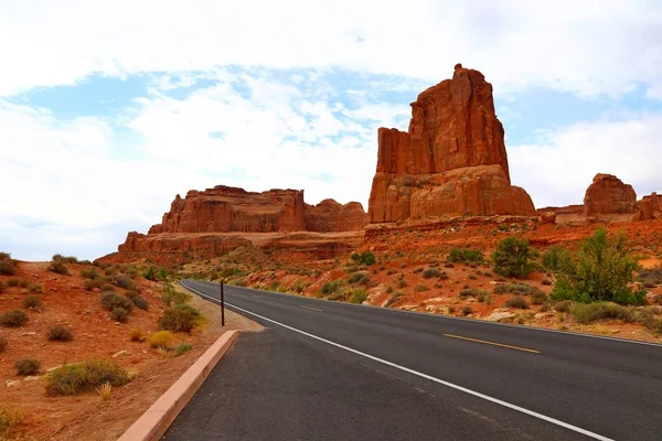 Schöne Landschaft Natürlichen Farben Bei Bögen Nationalpark Utah Vereinigte Staaten — Stockfoto