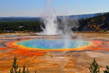 Grand Prizmatik bahar Overlook Yellowstone Milli Parkı Wyoming, ABD