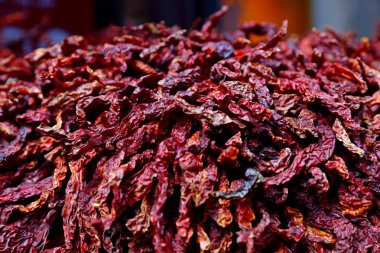 Kurutulmuş kırmızı biber / kuru kırmızı biber arka plan çiftçi Market