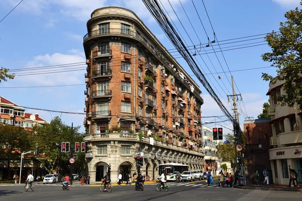 Antiguo Edificio Apartamentos Residenciales Históricos Ciudad Vieja Shanghai China —  Fotos de Stock