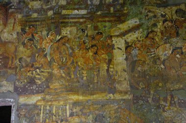Ajanta mağaraları, Hindistan. Maharashtra eyalet Ajanta mağaralarda Budist anıtlar mağaralar vardır