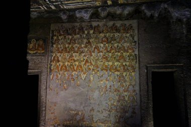 Ajanta mağaraları, Hindistan. Maharashtra eyalet Ajanta mağaralarda Budist anıtlar mağaralar vardır