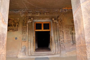 Ajanta mağaraları, Hindistan. Maharashtra eyalet Ajanta mağaralarda Budist anıtlar mağaralar vardır