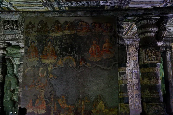 Ajanta Grottor Indien Ajantagrottorna Delstaten Maharashtra Buddhistiska Grottor Monument — Stockfoto