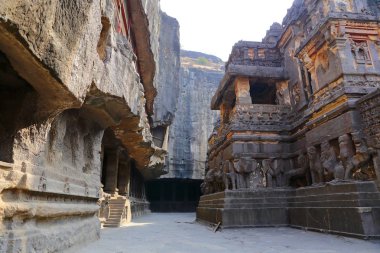 Temple of Ellora caves, the rock-cut temples, AURANGABAD, MAHARASHTRA in central India  clipart