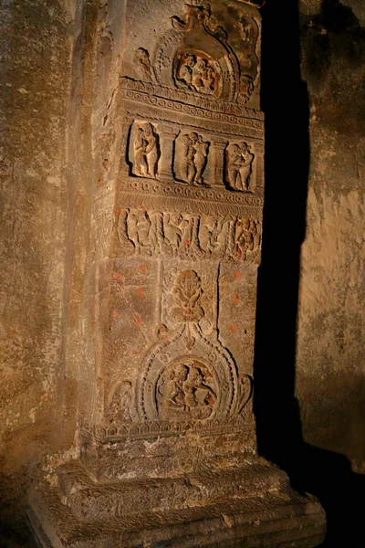 Templo Cavernas Ellora Templos Corte Rocha Aurangabad Maharashtra Centro Índia — Fotografia de Stock