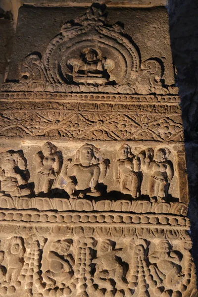 Templo Cavernas Ellora Templos Corte Rocha Aurangabad Maharashtra Centro Índia — Fotografia de Stock