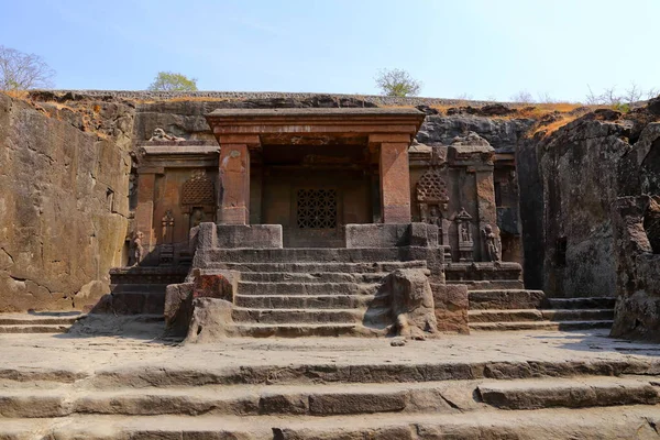 Храм Елленської Печери Скелі Зрізані Храми Ауланабад Махараштра Центральній Індії — стокове фото