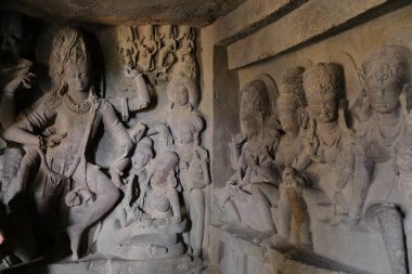 Temple of Ellora caves, the rock-cut temples, AURANGABAD, MAHARASHTRA in central India  clipart