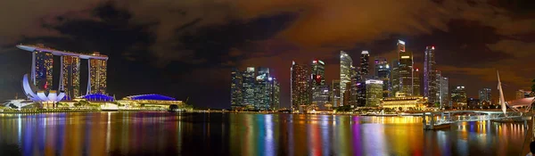 Singapore Skyline Distretto Finanziario Singapore Marina Baia Notte — Foto Stock