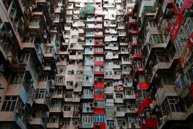 Old public populated housing estates in Hong Kong, China clipart