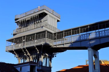 Lizbon Portekiz ünlü Iron Santa Justa asansör. (Elevador de Santa Justa)
