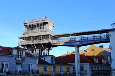 Lizbon Portekiz ünlü Iron Santa Justa asansör. (Elevador de Santa Justa)